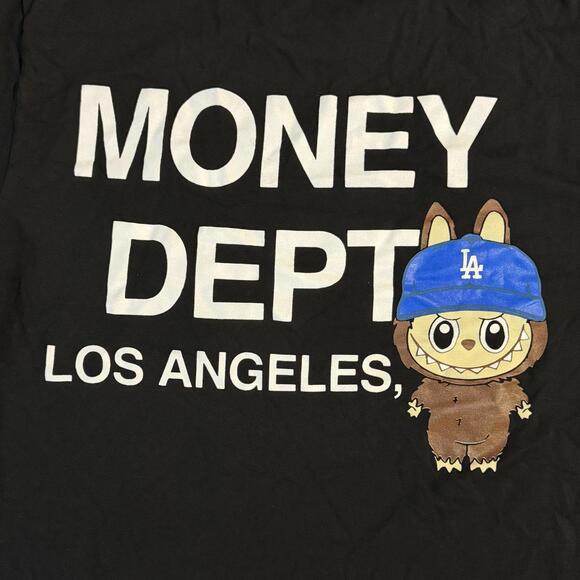 MONEY DEPT Los Angeles Monster LA Dodgers Blue Hat T-Shirt Black Medium - Picture 4 of 5
